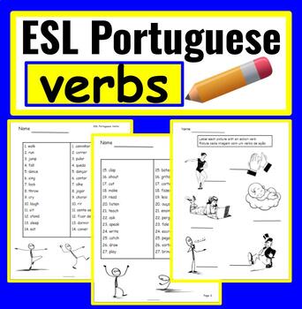 Preview of Portuguese Speakers: Portuguese ESL Newcomer Activities - Vocabulary - VERBS