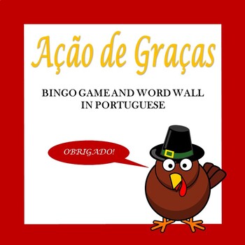 Preview of Portuguese Thanksgiving Bingo Game and Word Wall: O Dia de Ação de Graças