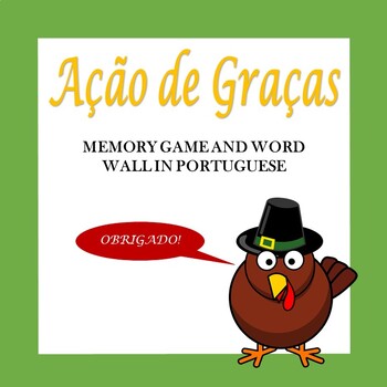Preview of Portuguese Thanksgiving Memory Game and Word Wall: O Dia de Ação de Graças