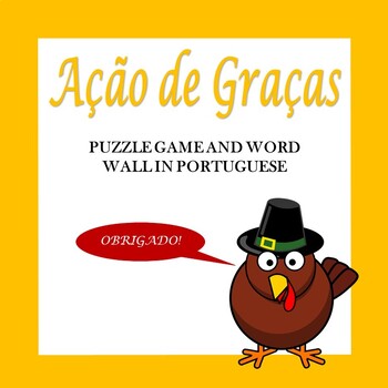 Preview of Portuguese Thanksgiving Puzzle Game and Word Wall: O Dia de Ação de Graças