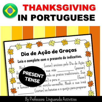 Preview of Portuguese Thanksgiving Reading - Grammar exercise - Ação de Graças