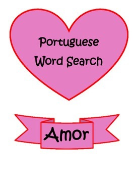 Preview of Portuguese Valentine Namorados Word Search Build Vocabulary Improve Spelling