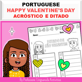 Preview of Portuguese Valentine's Day - Português Atividade Acróstico e Ditado