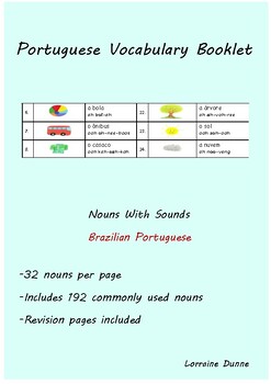 Preview of Portuguese Vocabulary Booklet - Brazilian Portuguese