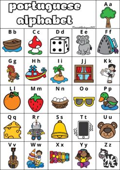 Portuguese alphabet Chart by Around the corner | TPT