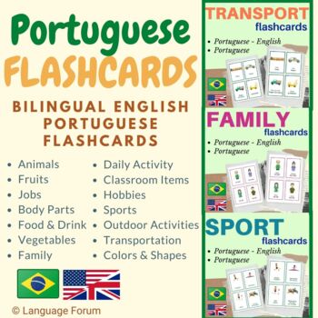 Preview of Portuguese flashcards bundle (with English translations) | 900+ flash cards