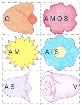 Preview of Portuguese regular present tense verb conjugation flowers