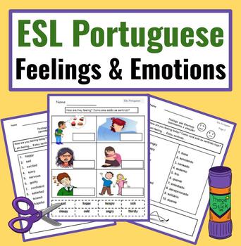 Preview of Portuguese to English ESL Newcomer Activities- Adjectives- Feelings & Emotions