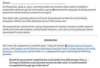 Preview of Position Paper -  Social Media Regulation for Kids Under 18