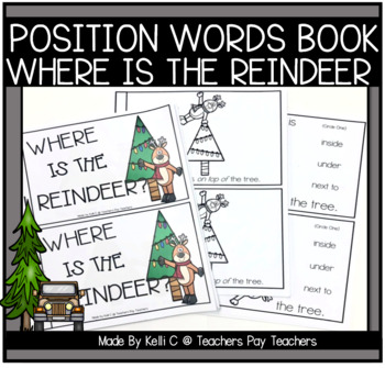 Preview of Position Words Book for Christmas    Tree and Reindeer  December