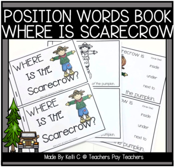 Preview of Position Words Book for Fall    Scarecrow and Pumpkin   Autumn  