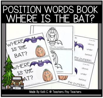 Preview of Position Words Book for Halloween   Bat and Pumpkin    October