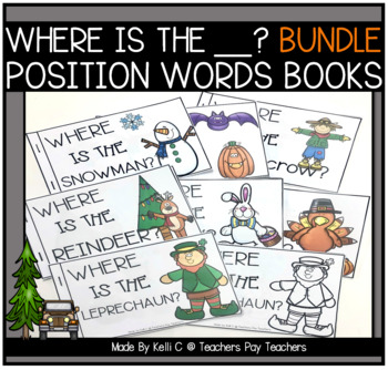 Preview of Position Words Books To Use Through The Year BUNDLE