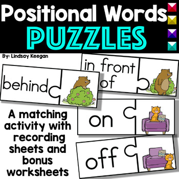 Preview of Positional Words Puzzles and Worksheets for Kindergarten