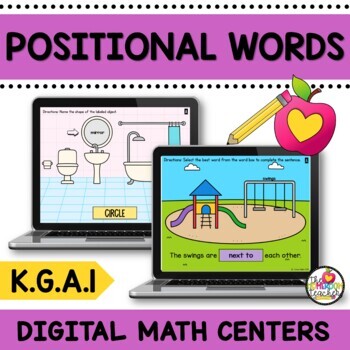 Preview of Positional Words Activities Digital Math Task Cards on Google Slides