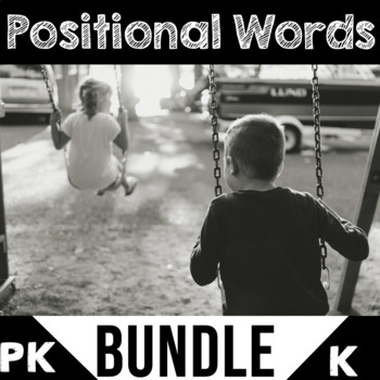 Preview of Pre-K & Kindergarten Positional Words Year Long Worksheets & Activities BUNDLE
