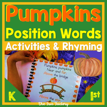 Preview of Positional Words Activities and Worksheets - Pumpkin Rhyming