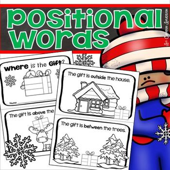 Preview of Positional Words Christmas Holiday Emergent Reader Sight Words The Gift Is