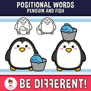 Preview of Positional Words Clipart Penguin and Fish Preposition Of Place Winter
