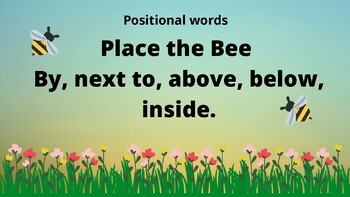 Preview of Positional Words Game Bumble Bee themed