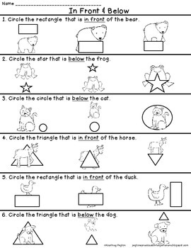 positional words in front on top below under common core by mrspayton