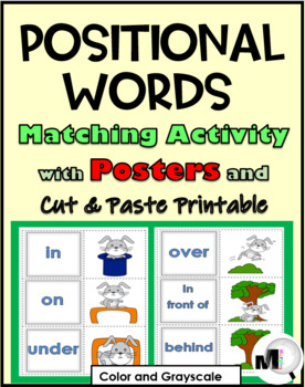 positional words matching posters cut paste printable prepositions