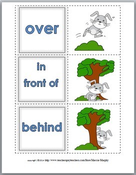 positional words matching posters cut paste printable prepositions