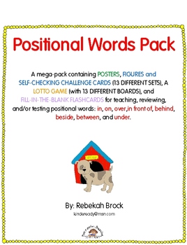 Preview of Positional Words Pack:  Posters, Lotto Game, Flashcards and Figure Challenges!