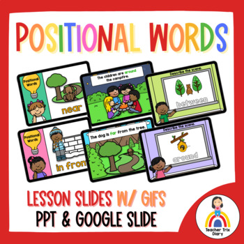 Preview of Positional Words & Prepositions Lesson Presentation in Powerpoint & Google Slide