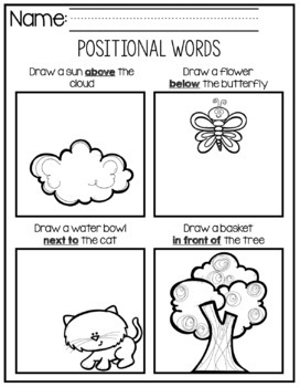 positional words printables posters mini reader and center activities