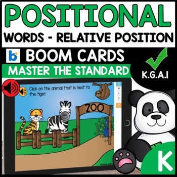 Preview of Positional Words Relative Location Position Boom Cards Digital Resources K.G.A.1