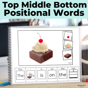 Preview of Positional Words Top Middle Bottom Adapted Book Digital Task Cards