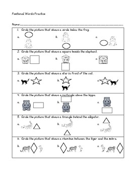 positional words practice assessment by beth eisenmann tpt