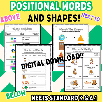Preview of Positional Words and Shapes Kindergarten K.G.A.1