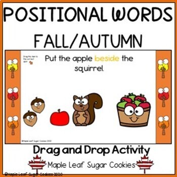 Preview of Positional Words w/ Moveable Clip Art - Drag and Drop Activity - Fall / Autumn