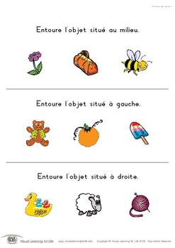 Positions des objets (fiches d’exercices en perception visuelle)