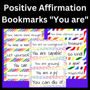 Preview of Positive Affirmation Bookmarks-PBIS/PBSES-Social Emotional Learning-"You are"