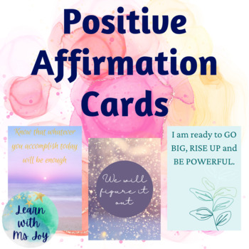Positive Affirmation Cards for Student Wellbeing, Self-esteem ...