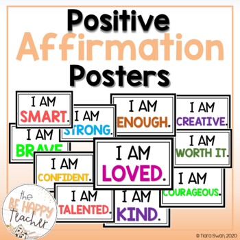Positive Affirmation Cards for Students by The Be Happy Teacher | TpT