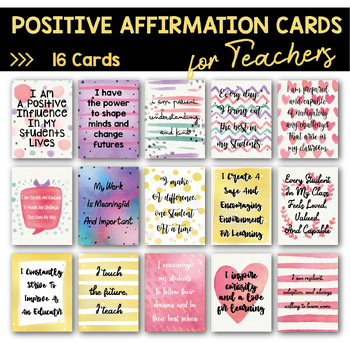 Positive Affirmation Cards for Teachers by Craftiria School | TPT