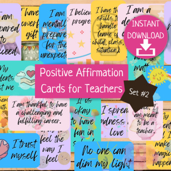 Positive Affirmation Cards for Teachers Set 2 | Teacher Appreciation ...