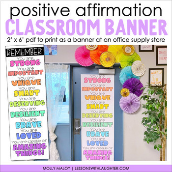 Preview of Positive Affirmation Classroom Door Banner and Bookmarks