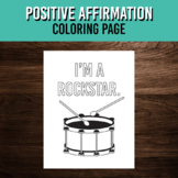 Positive Affirmation Coloring Page | I'm a Rockstar Design