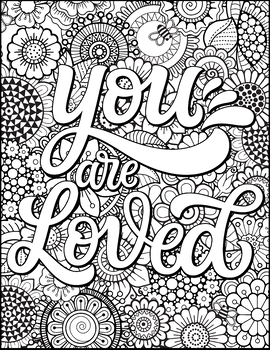 Positive Affirmation Coloring Page: You are Loved by Eboni Dockery