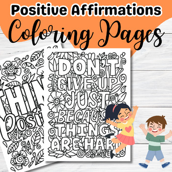 Positive Affirmations Coloring Pages Activity for Children | TPT