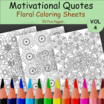 Preview of Positive Affirmation Coloring Pages | Floral Coloring Pages for Self-Talk & Care