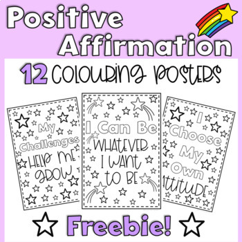 Preview of Positive Affirmation Coloring Posters FREEBIE