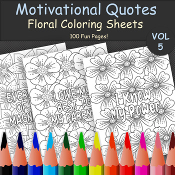Preview of Positive Affirmation Coloring Sheets | Floral Coloring Pages for Self-acceptance