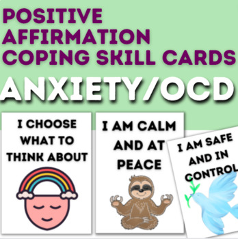 Preview of Positive Affirmation Coping Skill Cards - Intrusive Thoughts/Anxiety/OCD