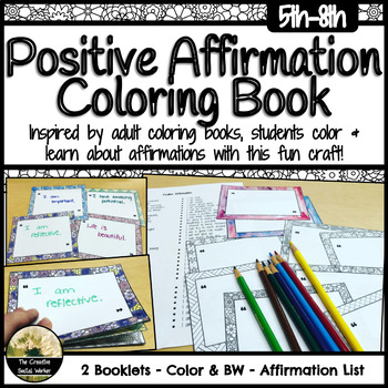 Positive Affirmation Activity Coloring Booklet / Affirmation Cards